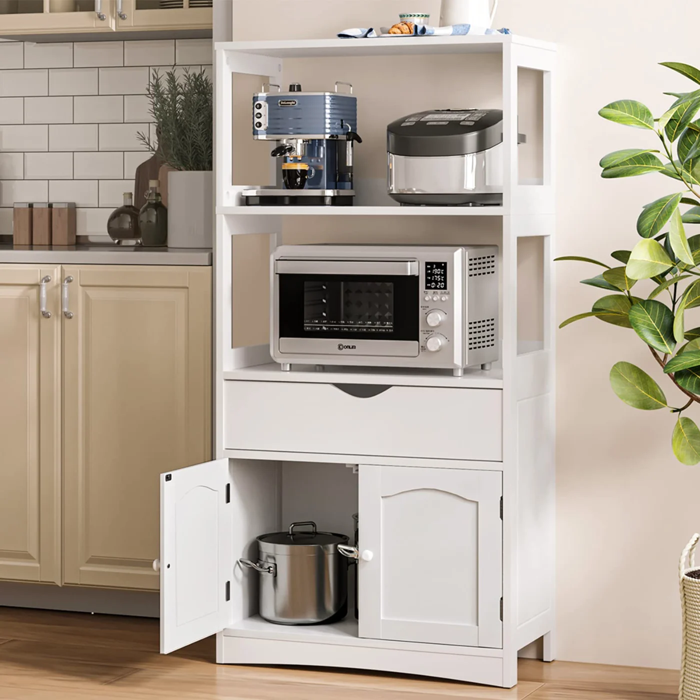 Kitchen Pantry Storage Cabinets With Shelves, white